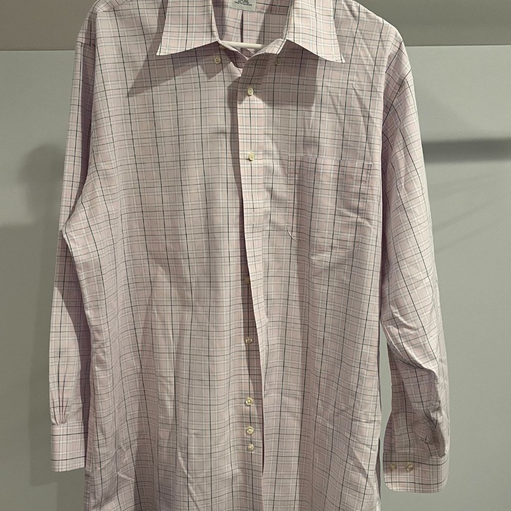 Brooks Brother Pink Plaid Polo